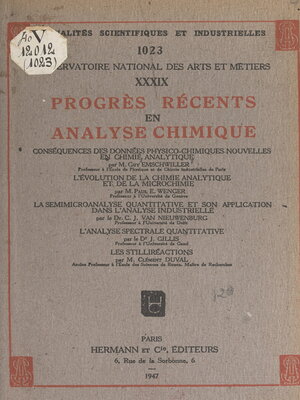 cover image of Progrès récents en analyse chimique